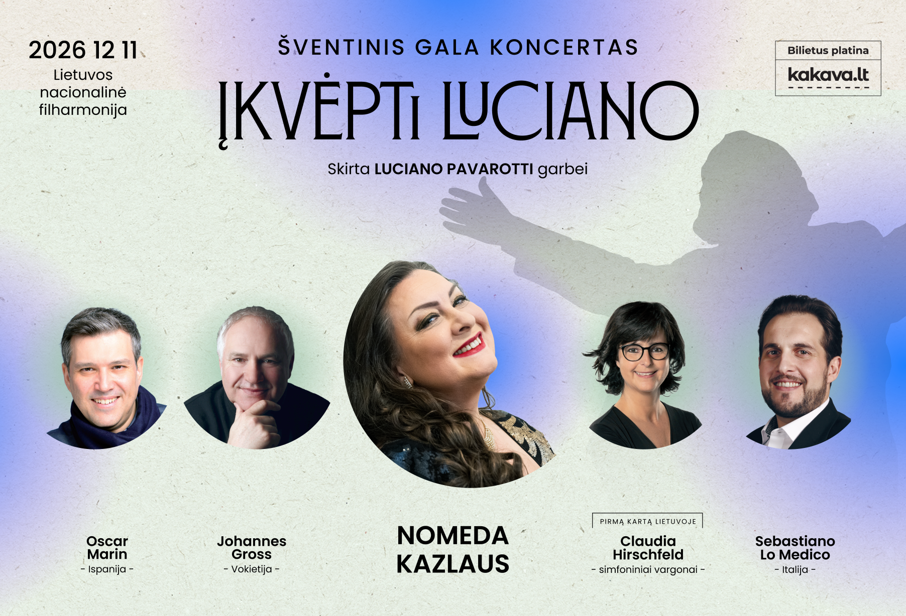 Nomeda Kazlaus ir tarptautiniai svečiai. Šventinis gala koncertas. Luciano Pavarotti garbei